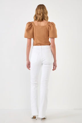 ENGLISH FACTORY - Scuba Puff Sleeve Top - TOPS available at Objectrare