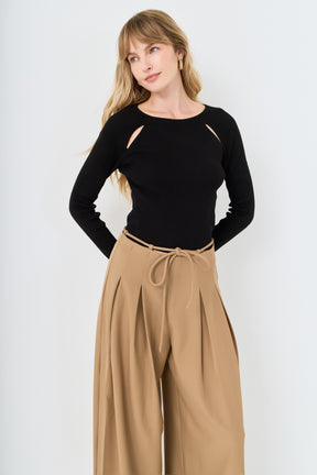 ENDLESS ROSE - Double Cut Out Knit Top - TOPS available at Objectrare