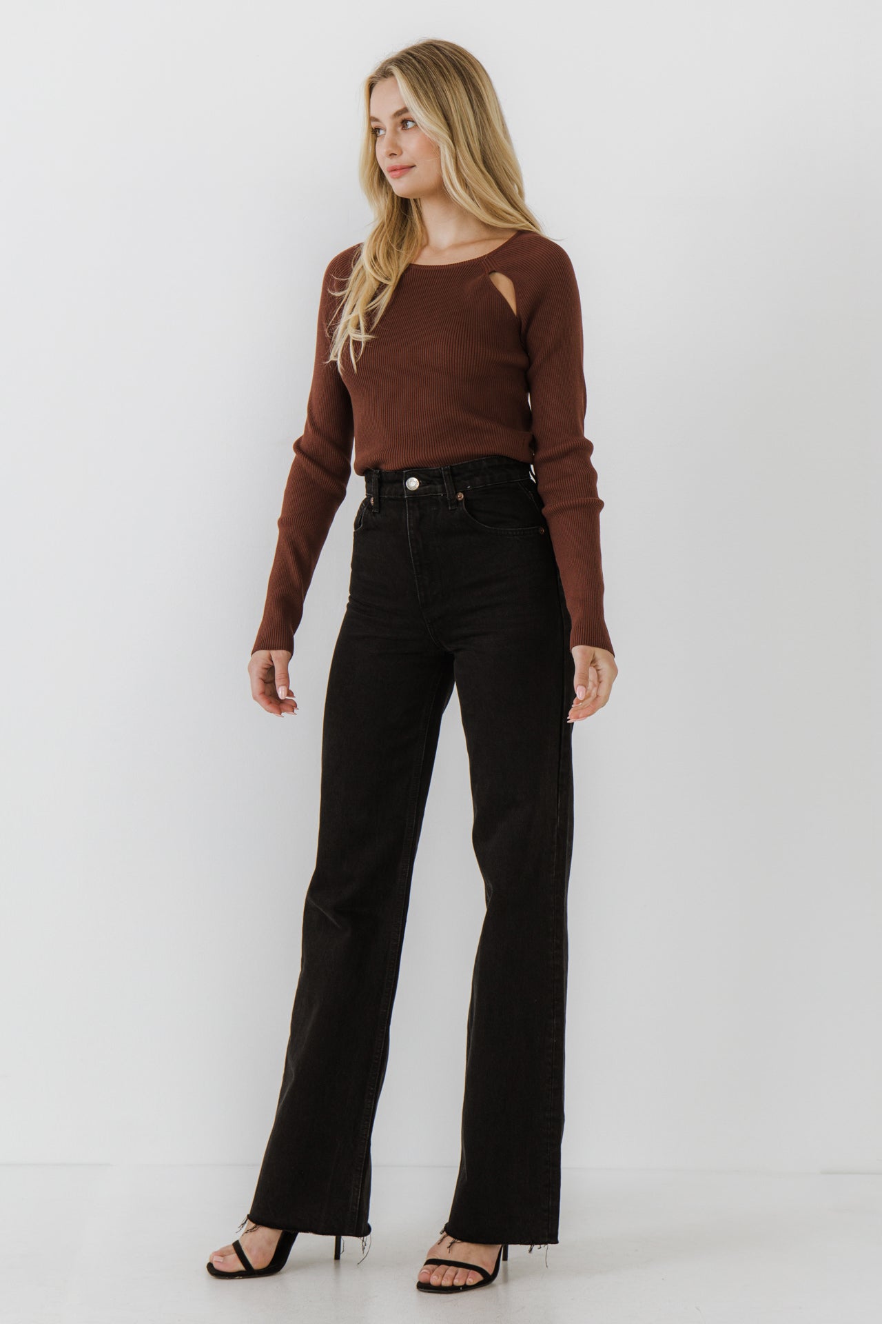 ENDLESS ROSE - Double Cut Out Knit Top - TOPS available at Objectrare