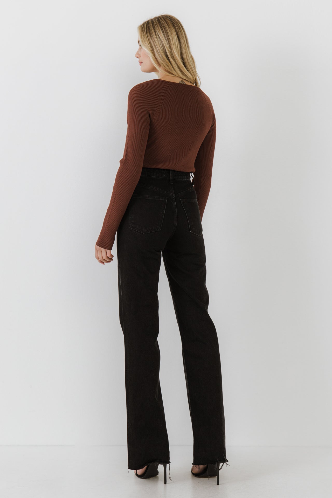 ENDLESS ROSE - Double Cut Out Knit Top - TOPS available at Objectrare