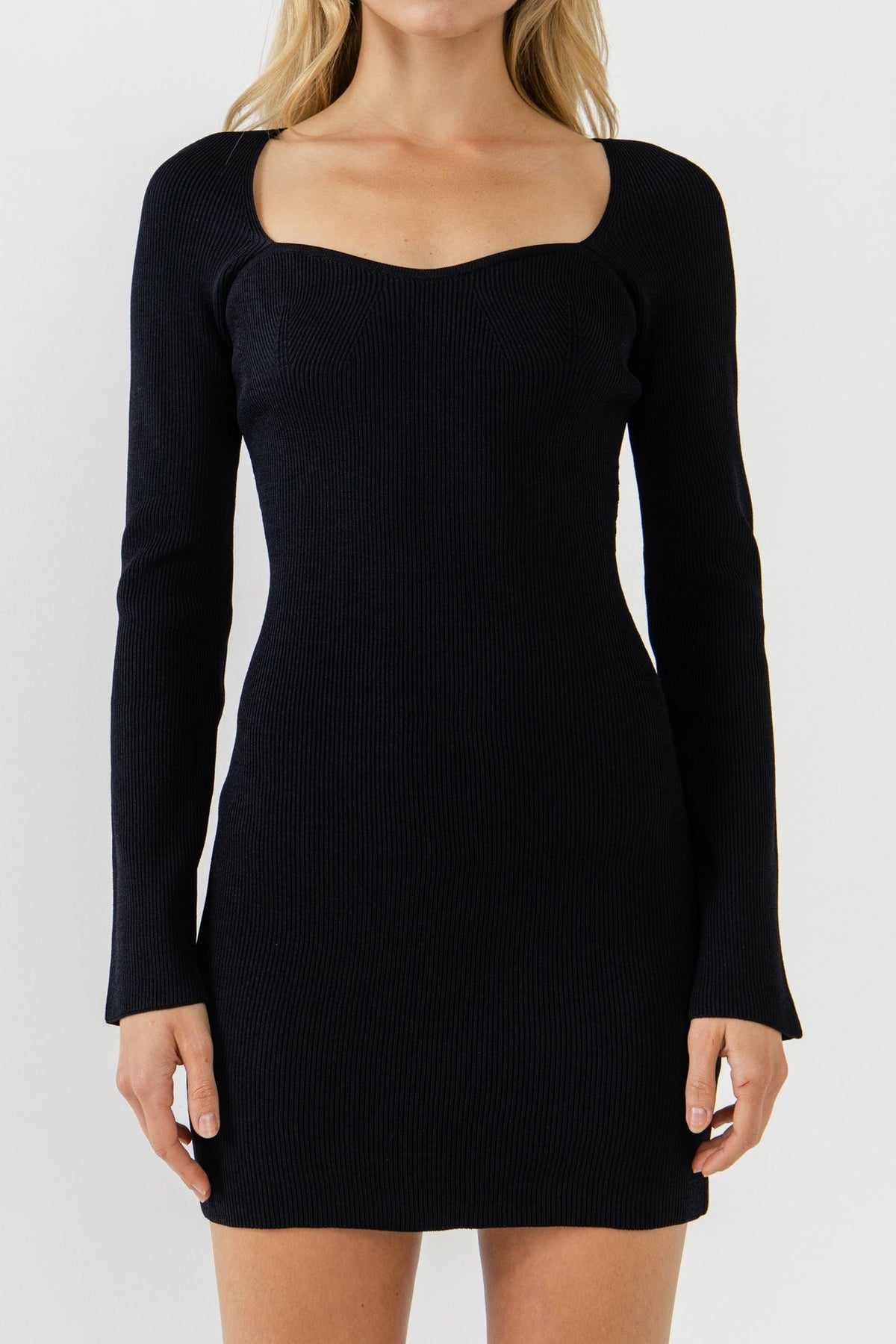 ENDLESS ROSE - Square neckline Knit Mini Dress - DRESSES available at Objectrare