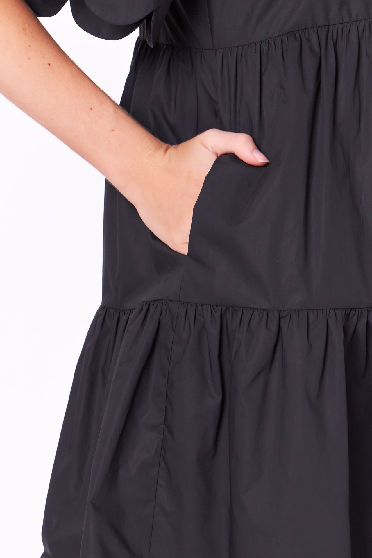 ENGLISH FACTORY - Scallop Detail Tiered Mini Dress - DRESSES available at Objectrare