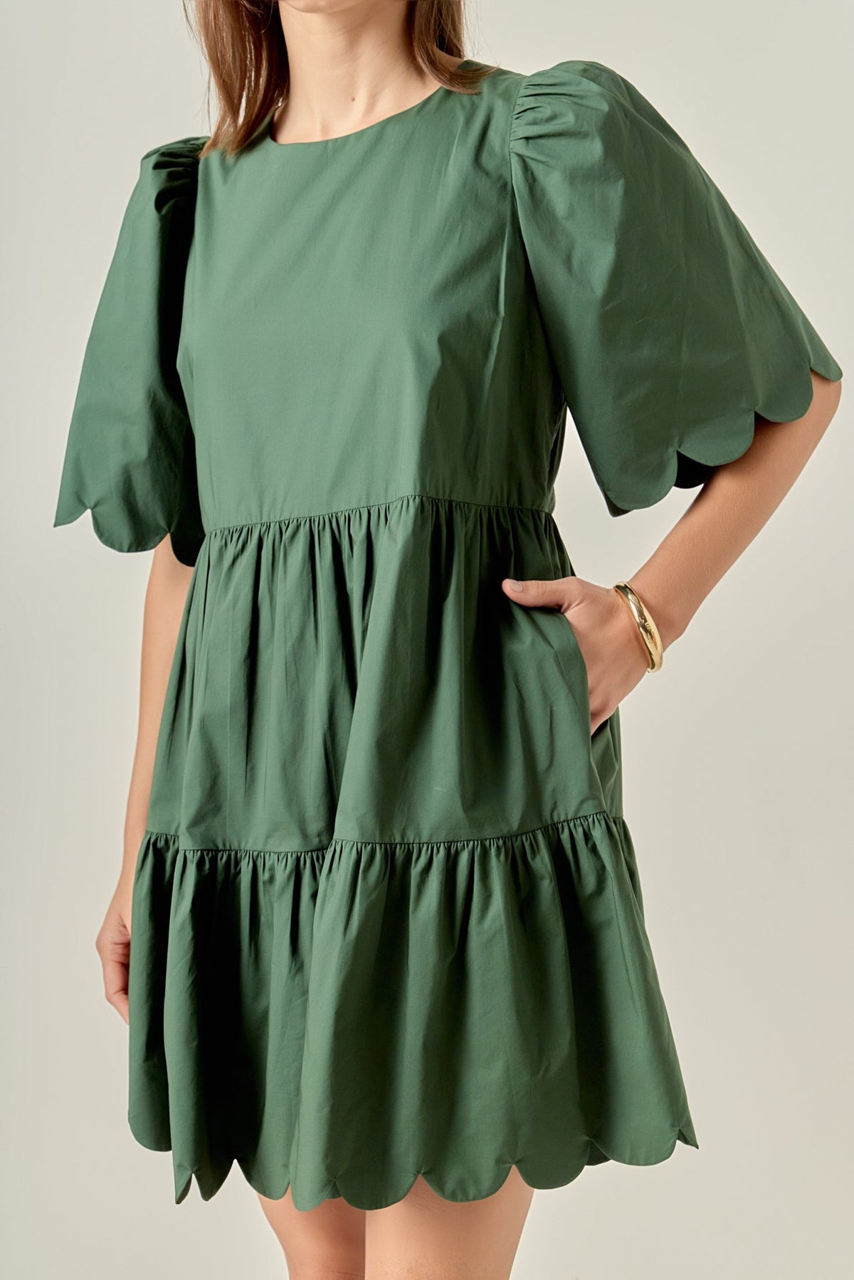 ENGLISH FACTORY - Scallop Detail Tiered Mini Dress - DRESSES available at Objectrare