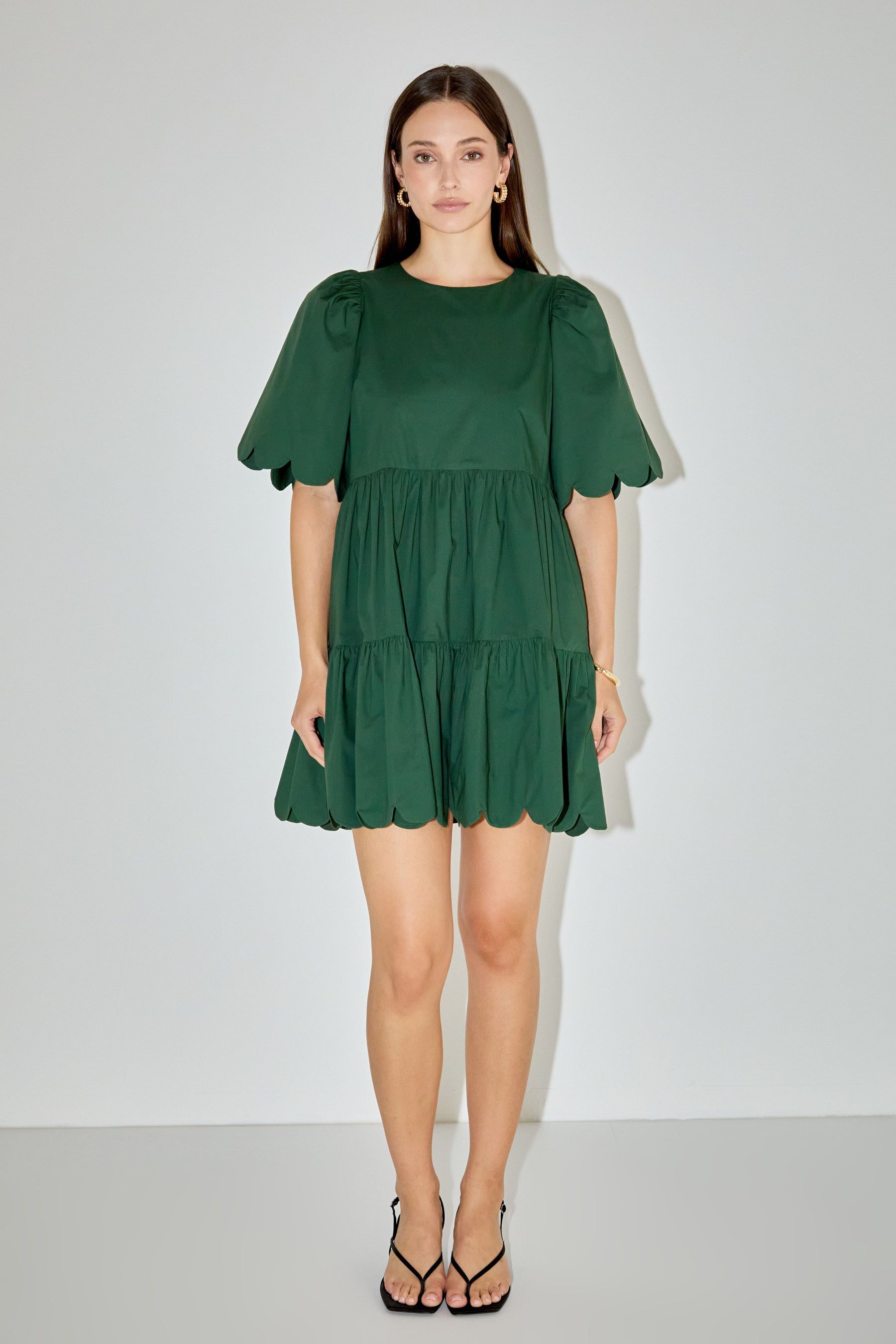 ENGLISH FACTORY - Scallop Detail Tiered Mini Dress - DRESSES available at Objectrare
