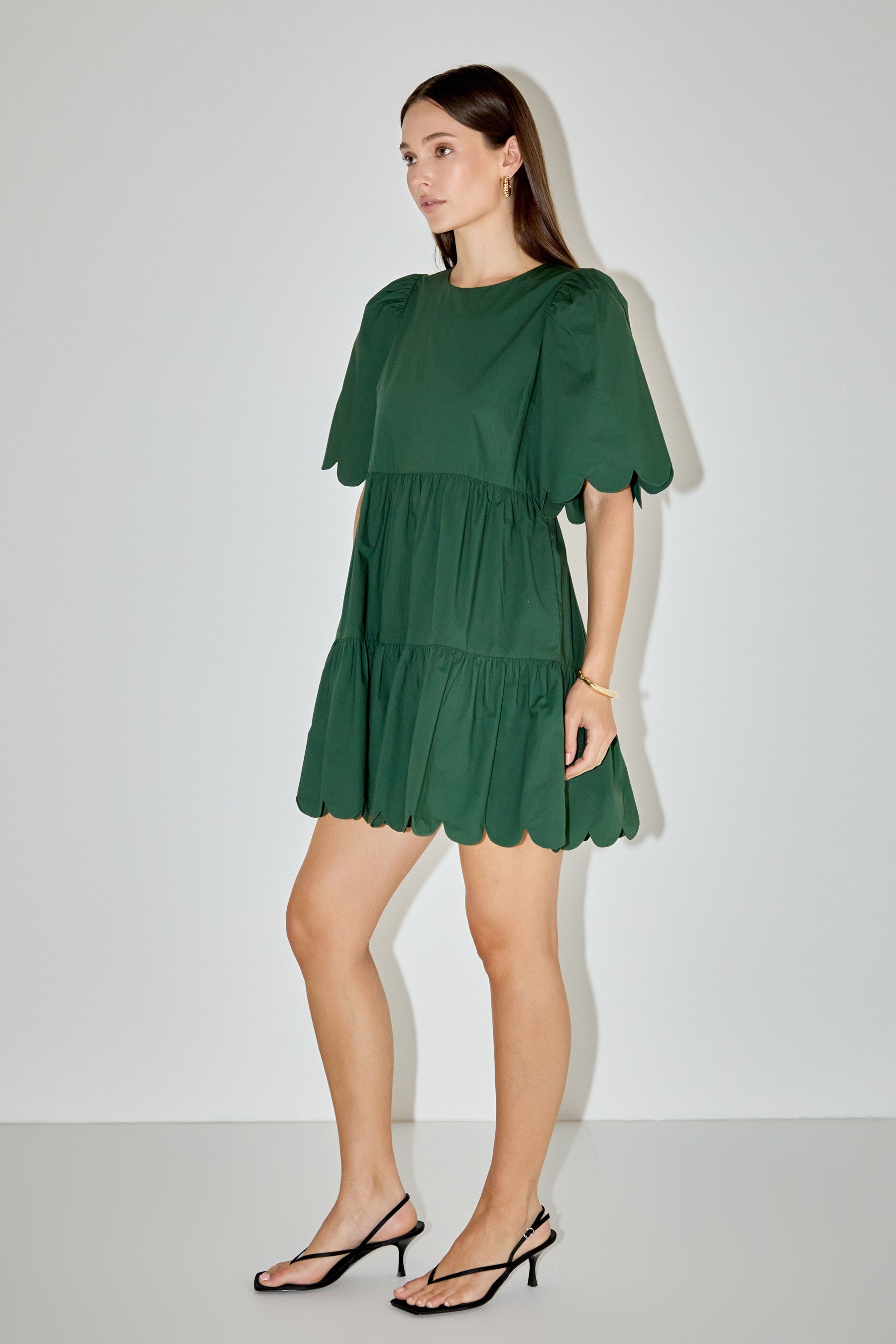 ENGLISH FACTORY - Scallop Detail Tiered Mini Dress - DRESSES available at Objectrare