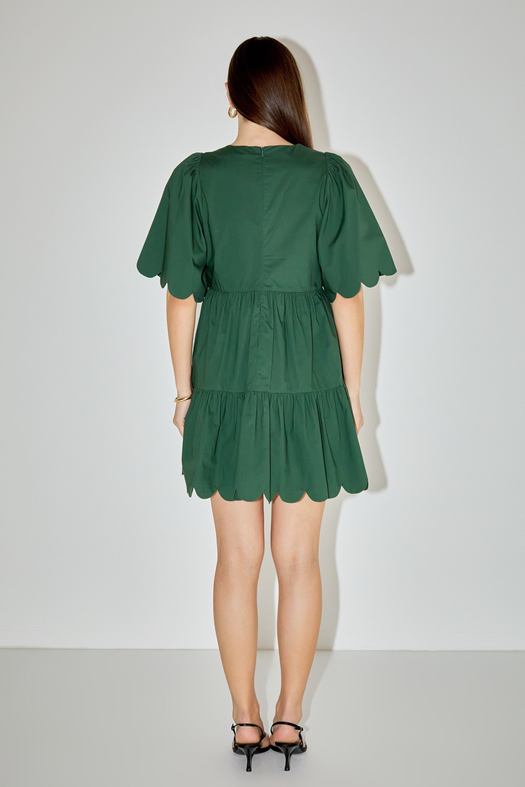 ENGLISH FACTORY - Scallop Detail Tiered Mini Dress - DRESSES available at Objectrare