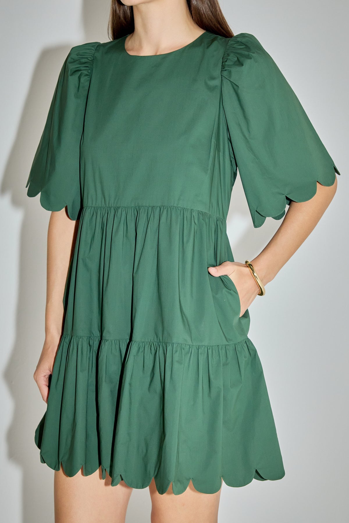 ENGLISH FACTORY - Scallop Detail Tiered Mini Dress - DRESSES available at Objectrare