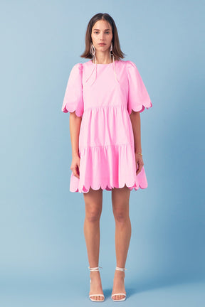 Scallop Detail Tiered Mini Dress
