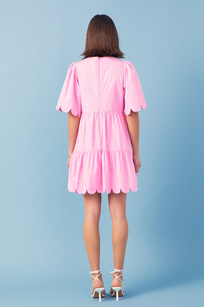 ENGLISH FACTORY - Scallop Detail Tiered Mini Dress - DRESSES available at Objectrare