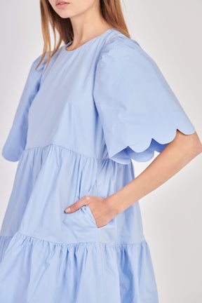 ENGLISH FACTORY - Scallop Detail Tiered Mini Dress - DRESSES available at Objectrare