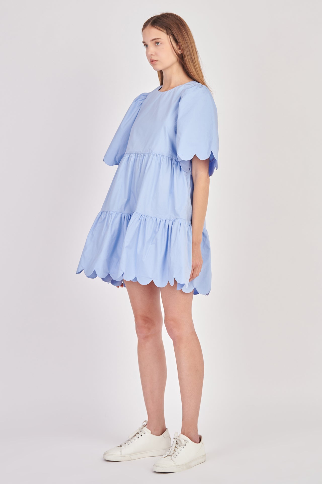 ENGLISH FACTORY - Scallop Detail Tiered Mini Dress - DRESSES available at Objectrare