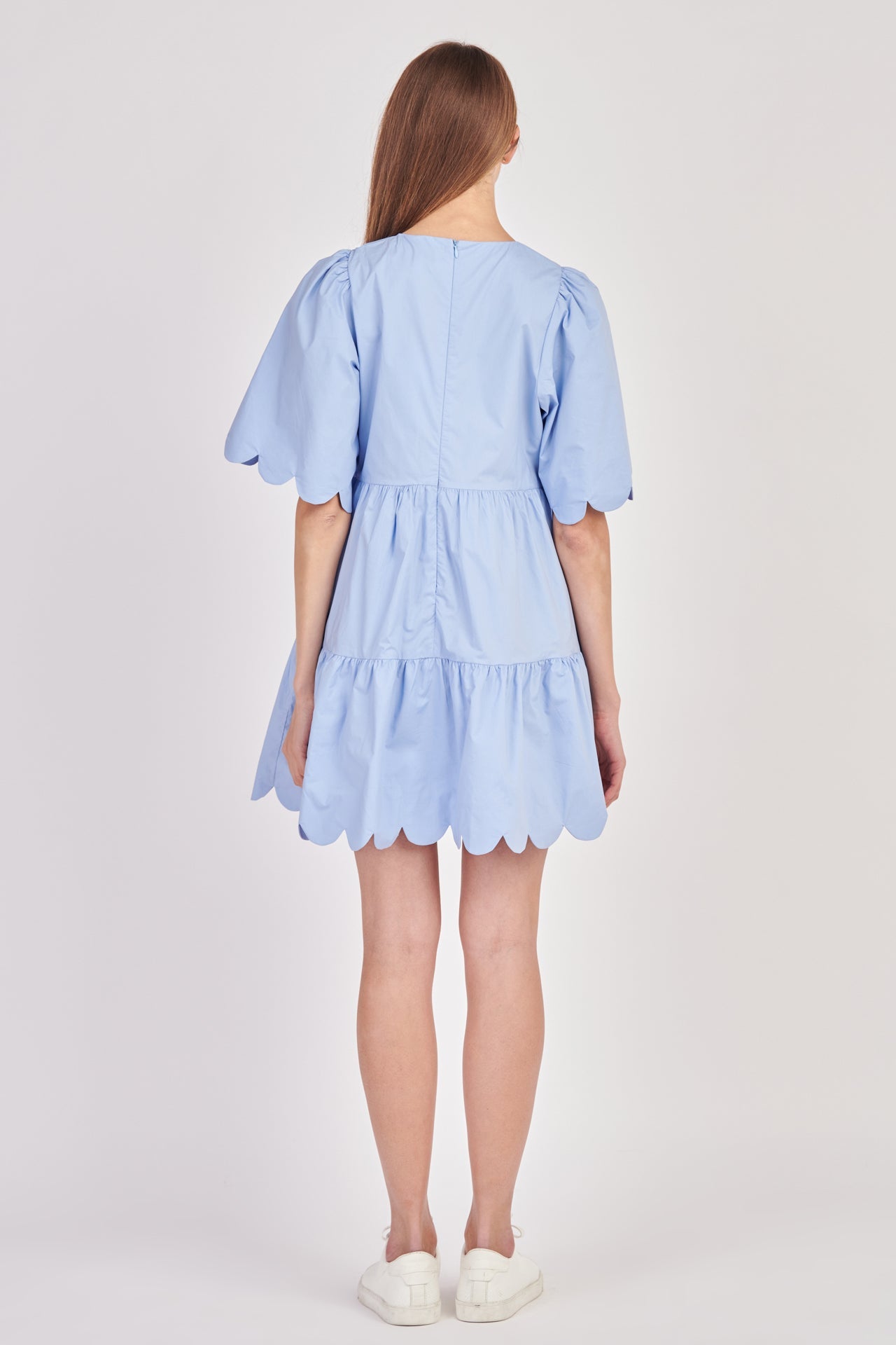 ENGLISH FACTORY - Scallop Detail Tiered Mini Dress - DRESSES available at Objectrare
