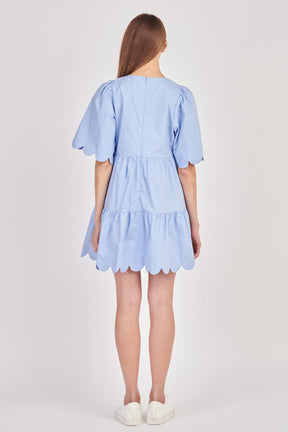 ENGLISH FACTORY - Scallop Detail Tiered Mini Dress - DRESSES available at Objectrare