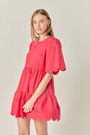 Scallop Detail Tiered Mini Dress