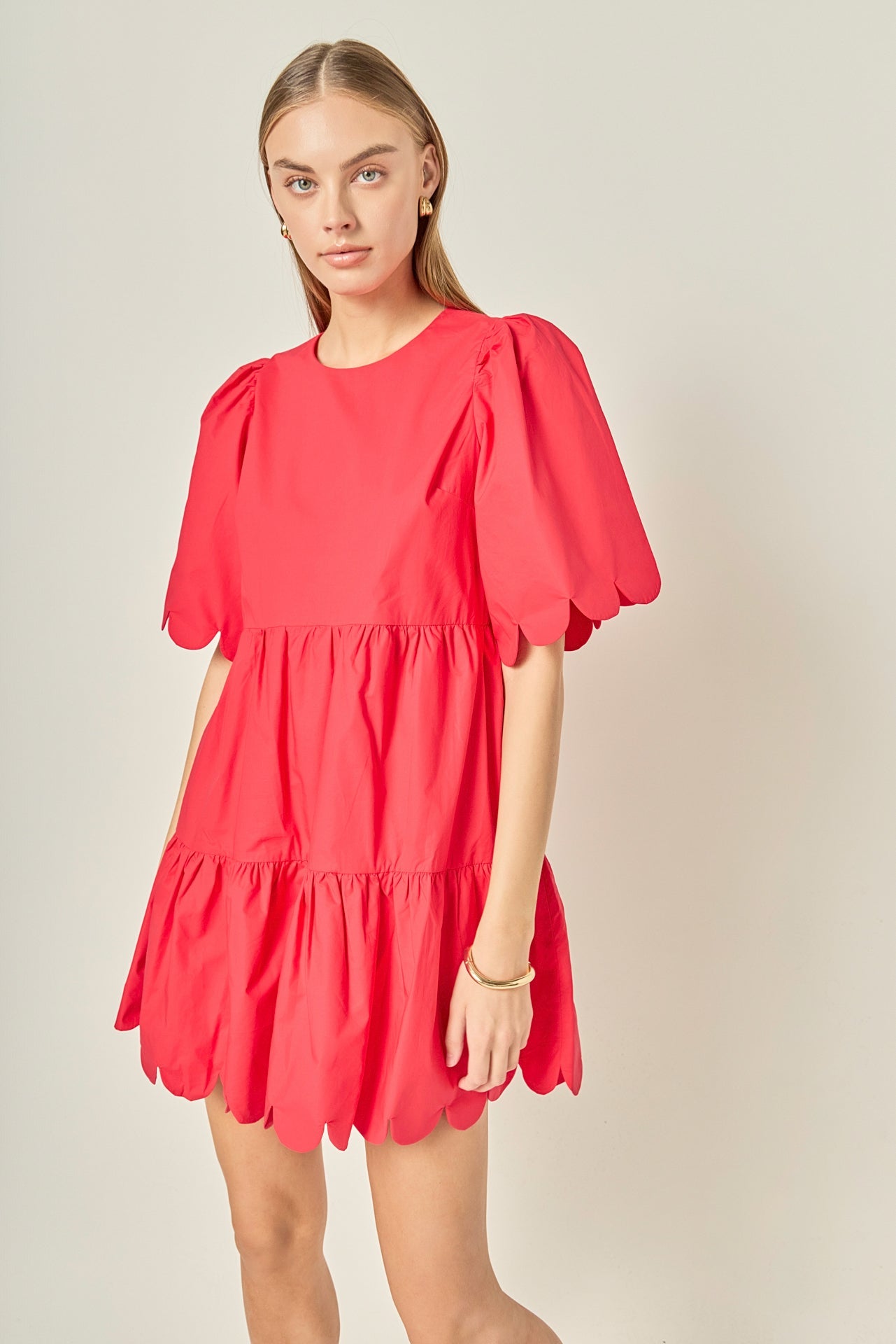 ENGLISH FACTORY - Scallop Detail Tiered Mini Dress - DRESSES available at Objectrare