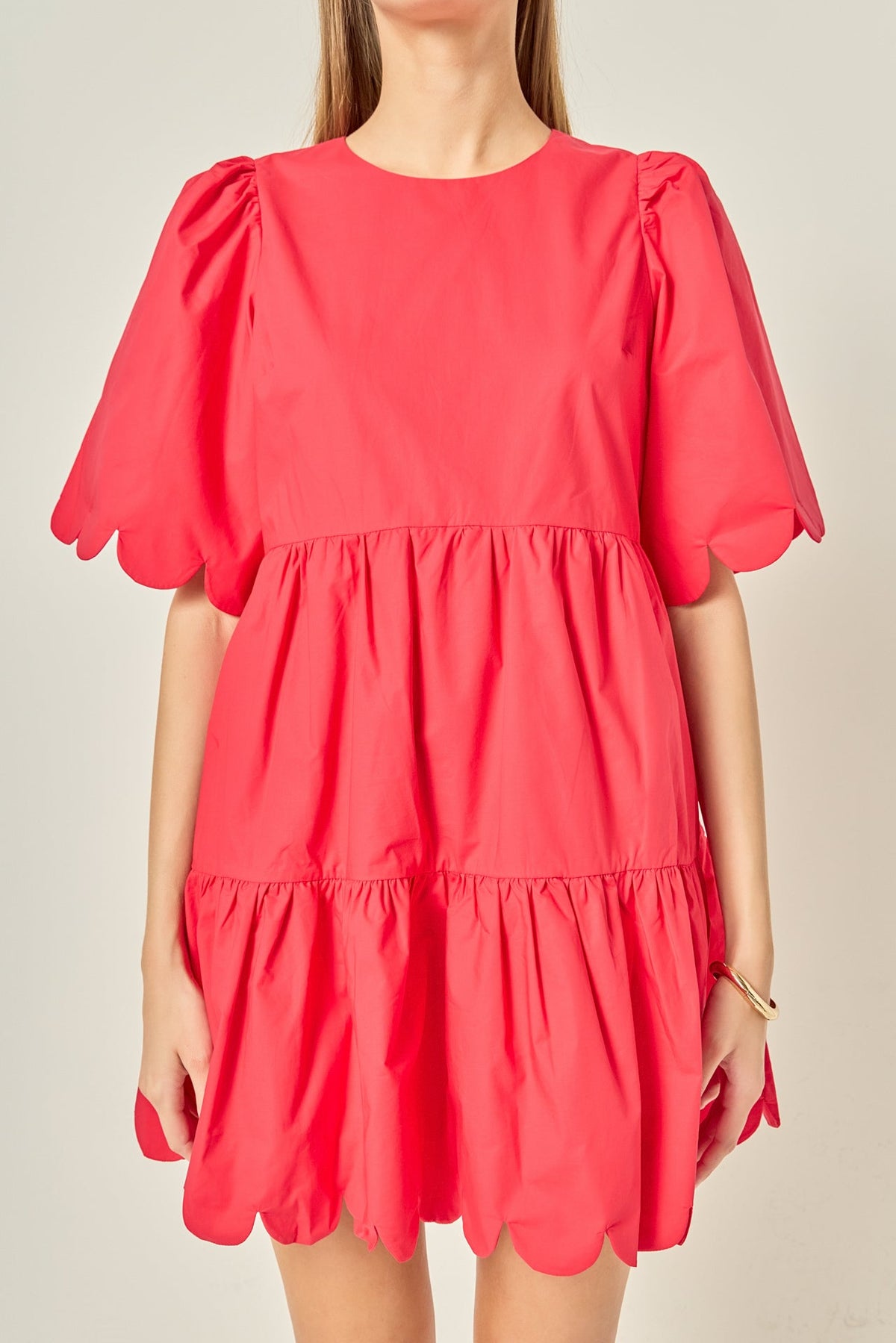 Scallop Detail Tiered Mini Dress