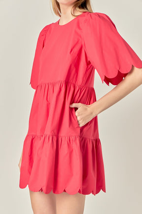 Scallop Detail Tiered Mini Dress
