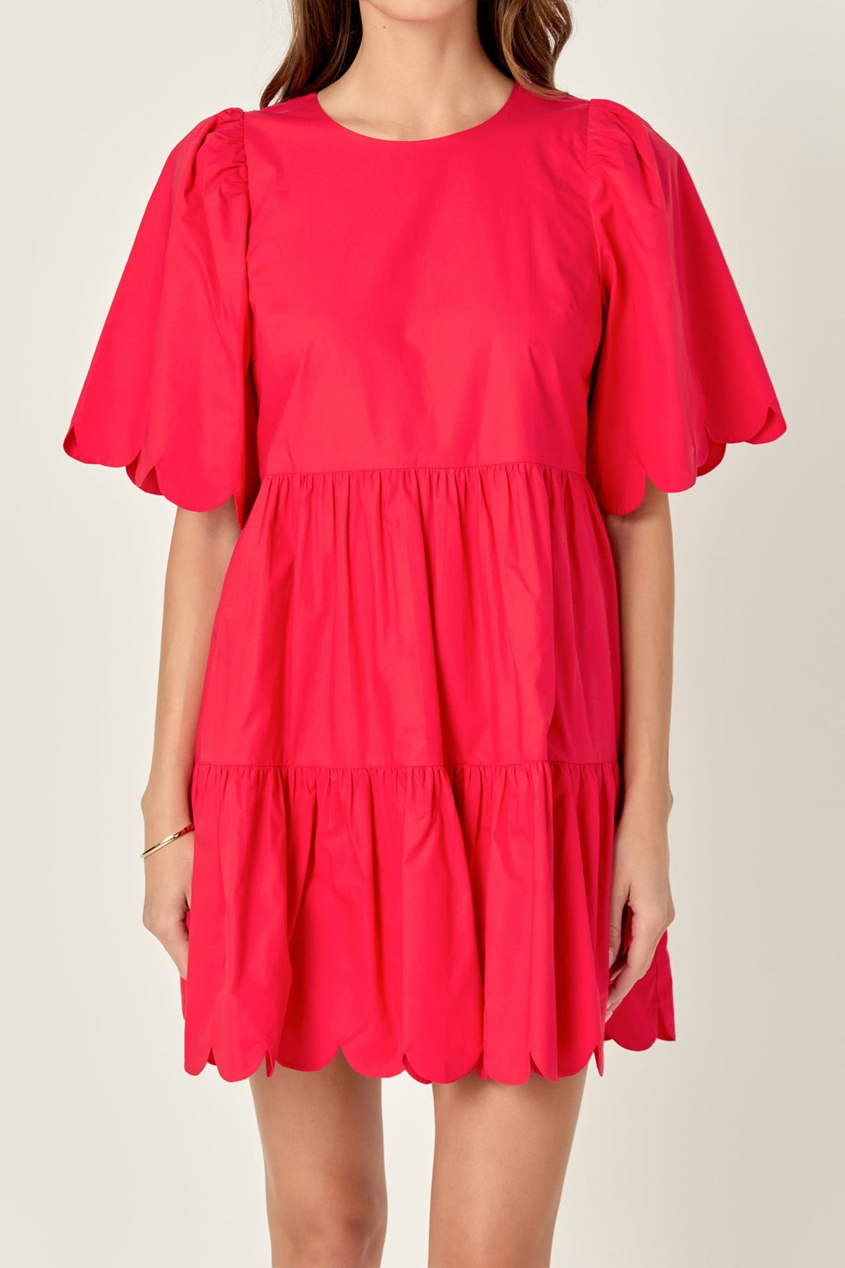 ENGLISH FACTORY - Scallop Detail Tiered Mini Dress - DRESSES available at Objectrare