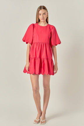 Scallop Detail Tiered Mini Dress