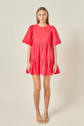 ENGLISH FACTORY - Scallop Detail Tiered Mini Dress - DRESSES available at Objectrare