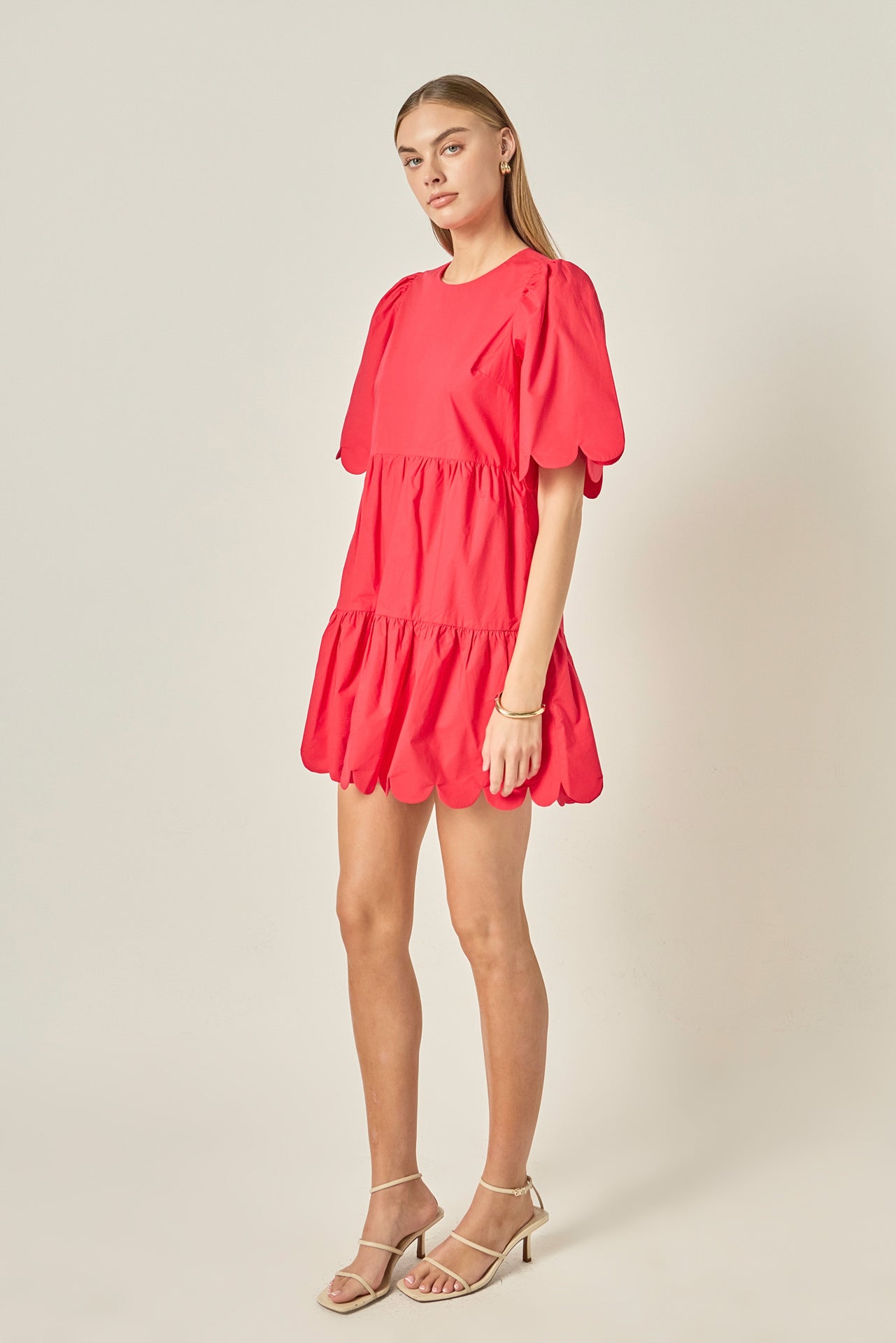 ENGLISH FACTORY - Scallop Detail Tiered Mini Dress - DRESSES available at Objectrare