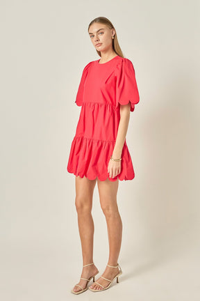 ENGLISH FACTORY - Scallop Detail Tiered Mini Dress - DRESSES available at Objectrare