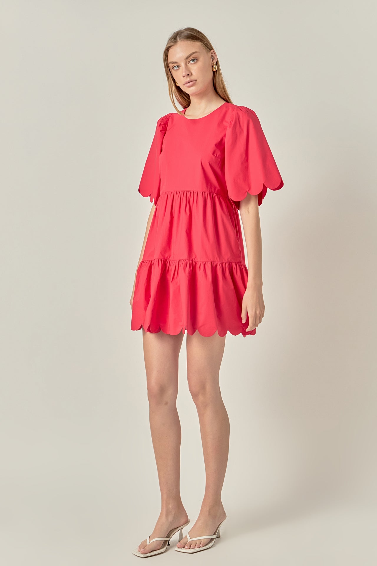 Scallop Detail Tiered Mini Dress