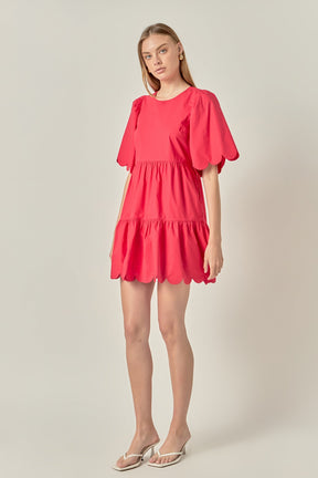 Scallop Detail Tiered Mini Dress