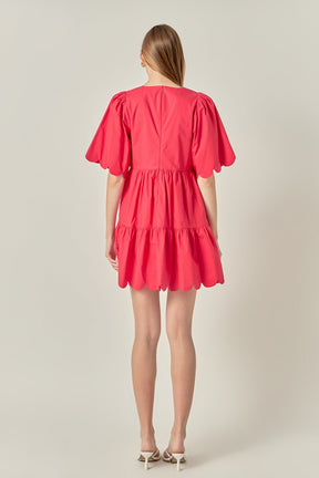 Scallop Detail Tiered Mini Dress