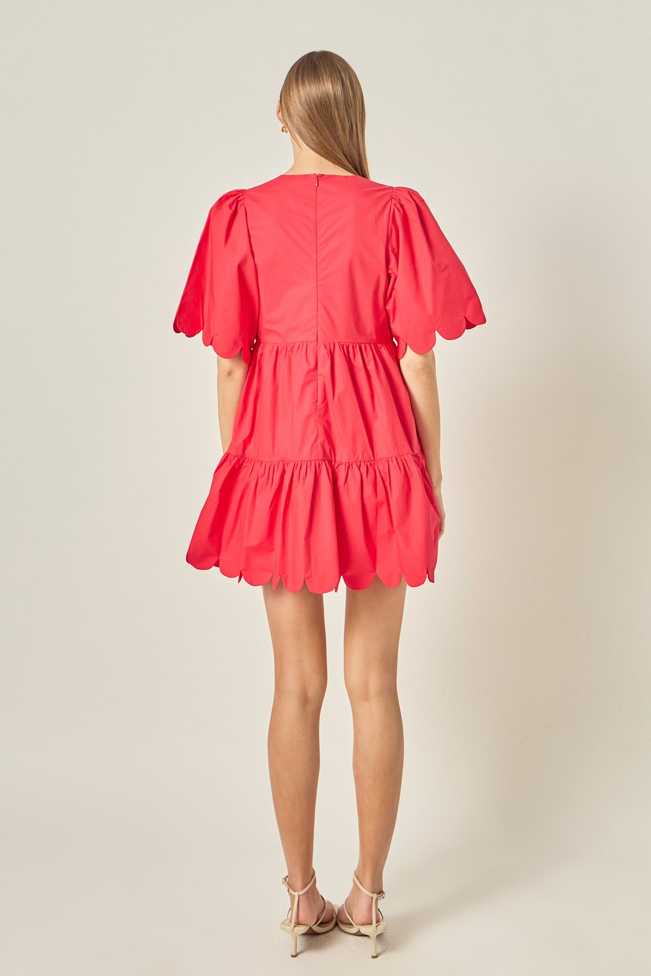 ENGLISH FACTORY - Scallop Detail Tiered Mini Dress - DRESSES available at Objectrare