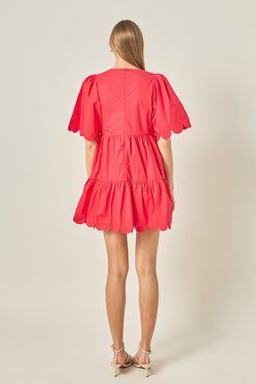 ENGLISH FACTORY - Scallop Detail Tiered Mini Dress - DRESSES available at Objectrare