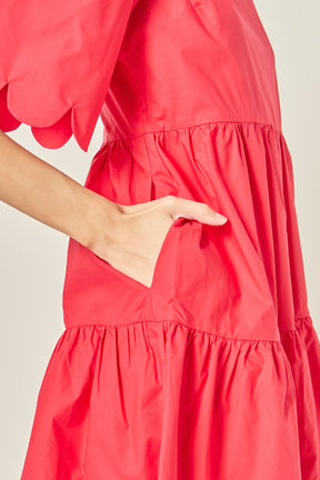 ENGLISH FACTORY - Scallop Detail Tiered Mini Dress - DRESSES available at Objectrare