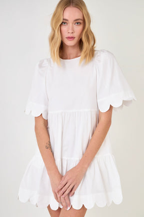 Scallop Detail Tiered Mini Dress