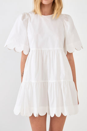 Scallop Detail Tiered Mini Dress