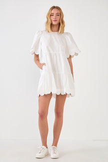 Scallop Detail Tiered Mini Dress