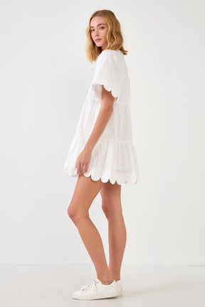 Scallop Detail Tiered Mini Dress