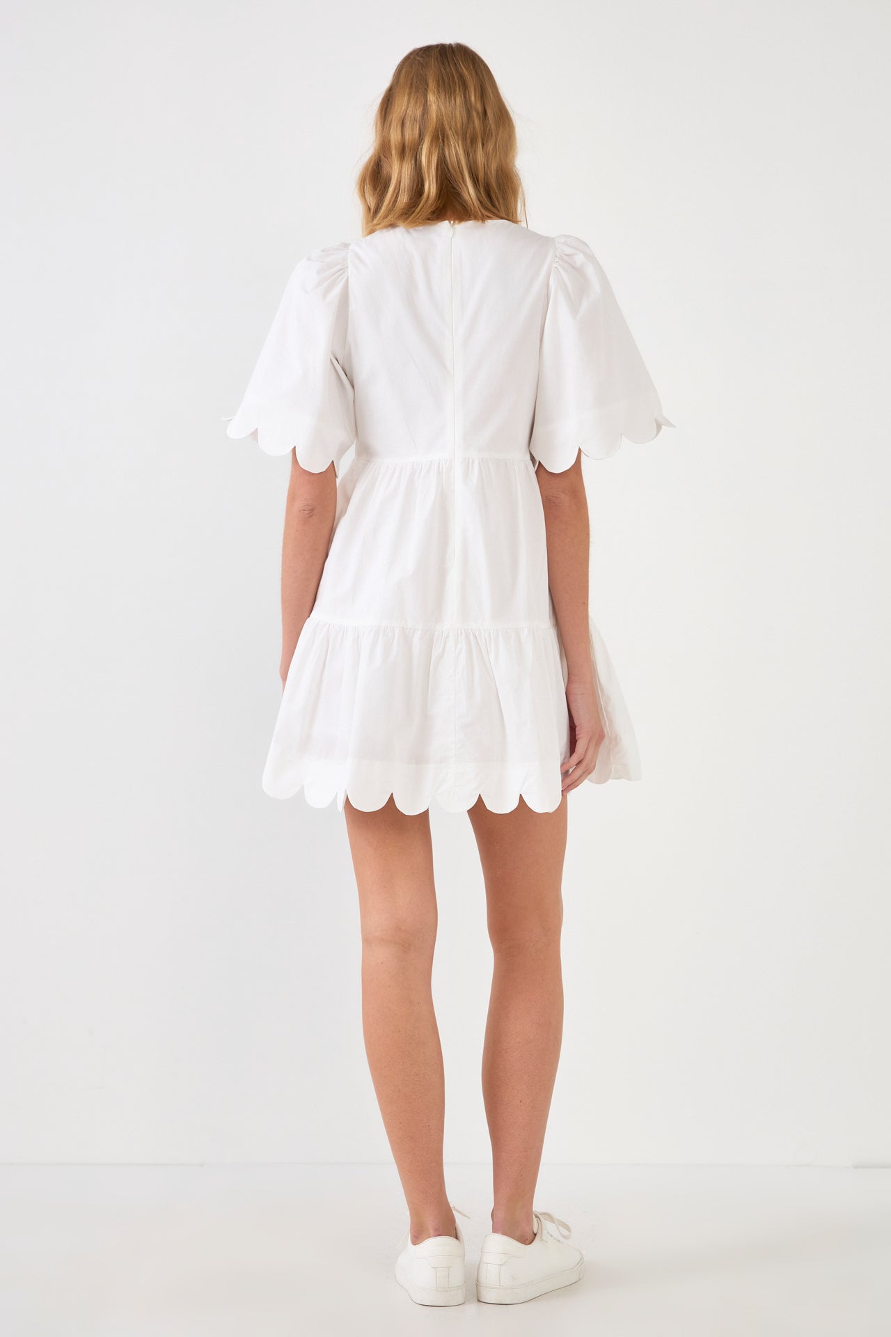 Scallop Detail Tiered Mini Dress
