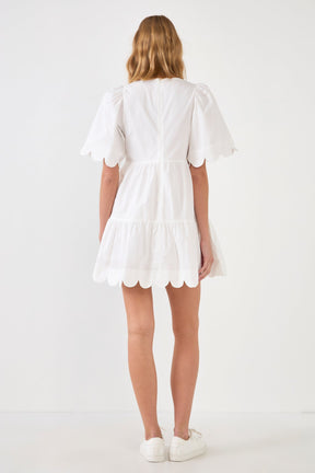 Scallop Detail Tiered Mini Dress