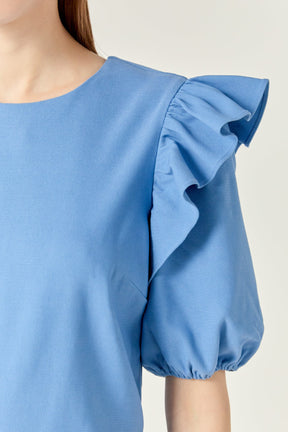ENGLISH FACTORY - Puff sleeve with Stretched Romper - ROMPERS available at Objectrare
