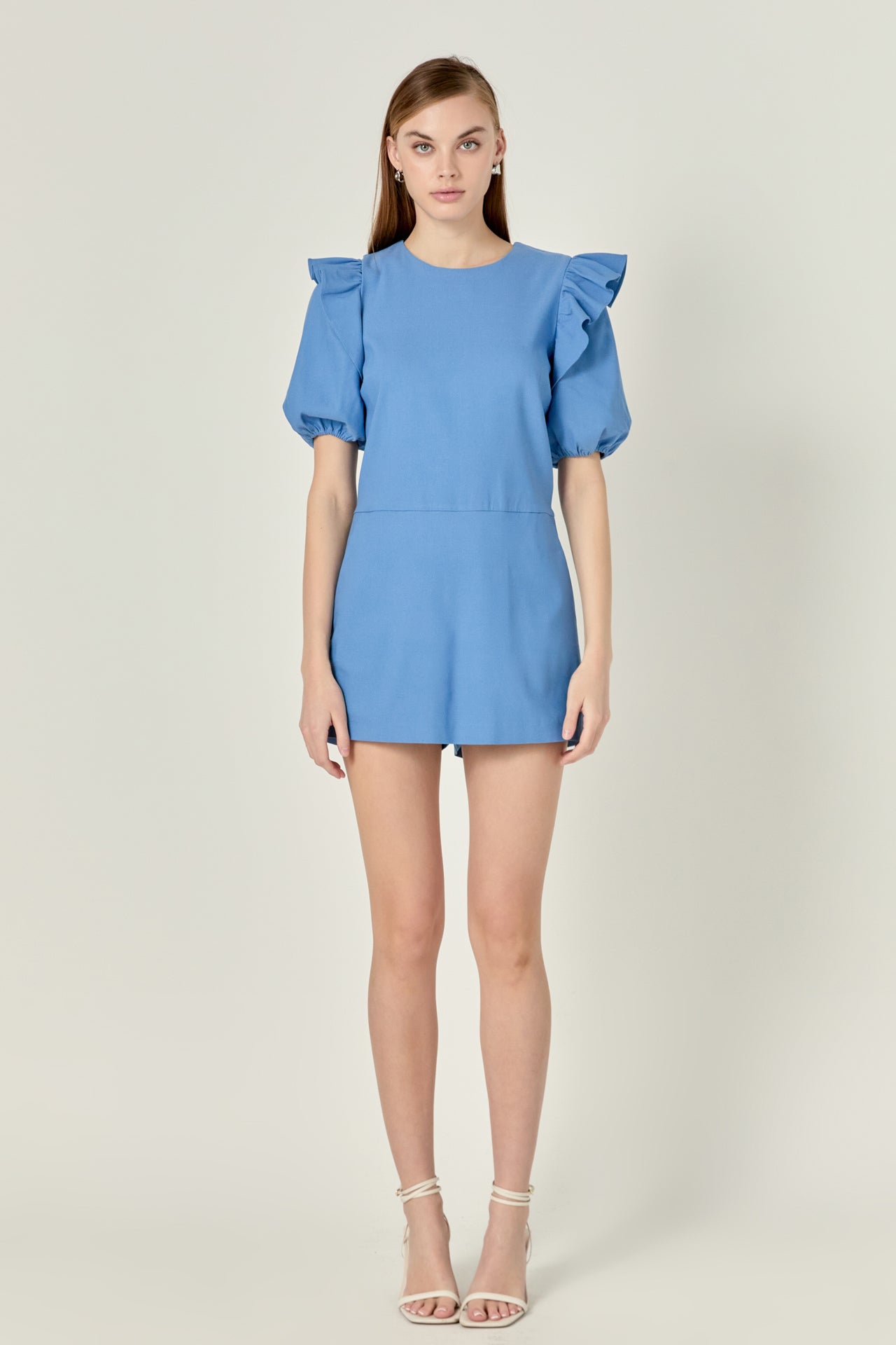 ENGLISH FACTORY - Puff sleeve with Stretched Romper - ROMPERS available at Objectrare
