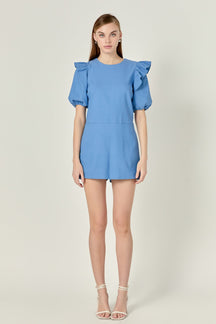 ENGLISH FACTORY - Puff sleeve with Stretched Romper - ROMPERS available at Objectrare