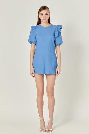 ENGLISH FACTORY - Puff sleeve with Stretched Romper - ROMPERS available at Objectrare