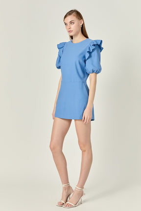 ENGLISH FACTORY - Puff sleeve with Stretched Romper - ROMPERS available at Objectrare
