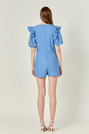 ENGLISH FACTORY - Puff sleeve with Stretched Romper - ROMPERS available at Objectrare