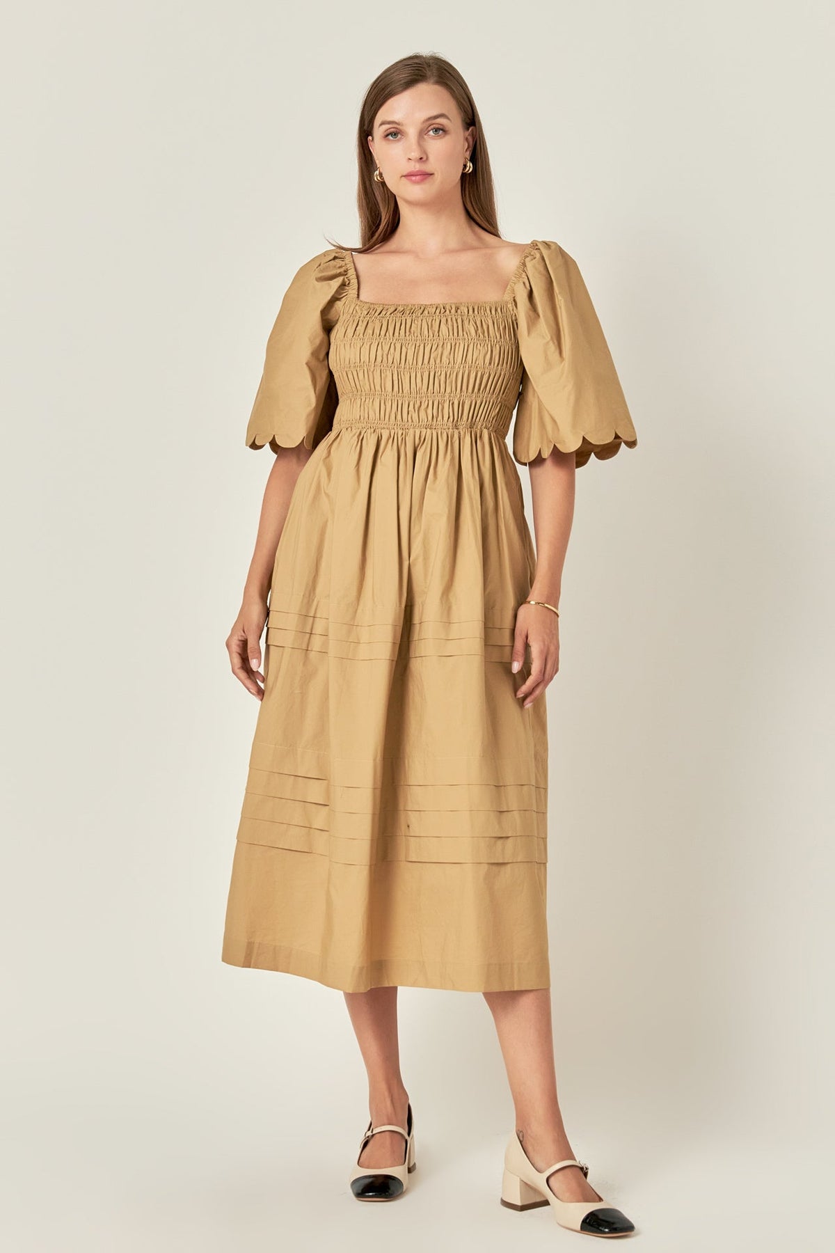 ENGLISH FACTORY - Scallop Detail Midi Dress - DRESSES available at Objectrare