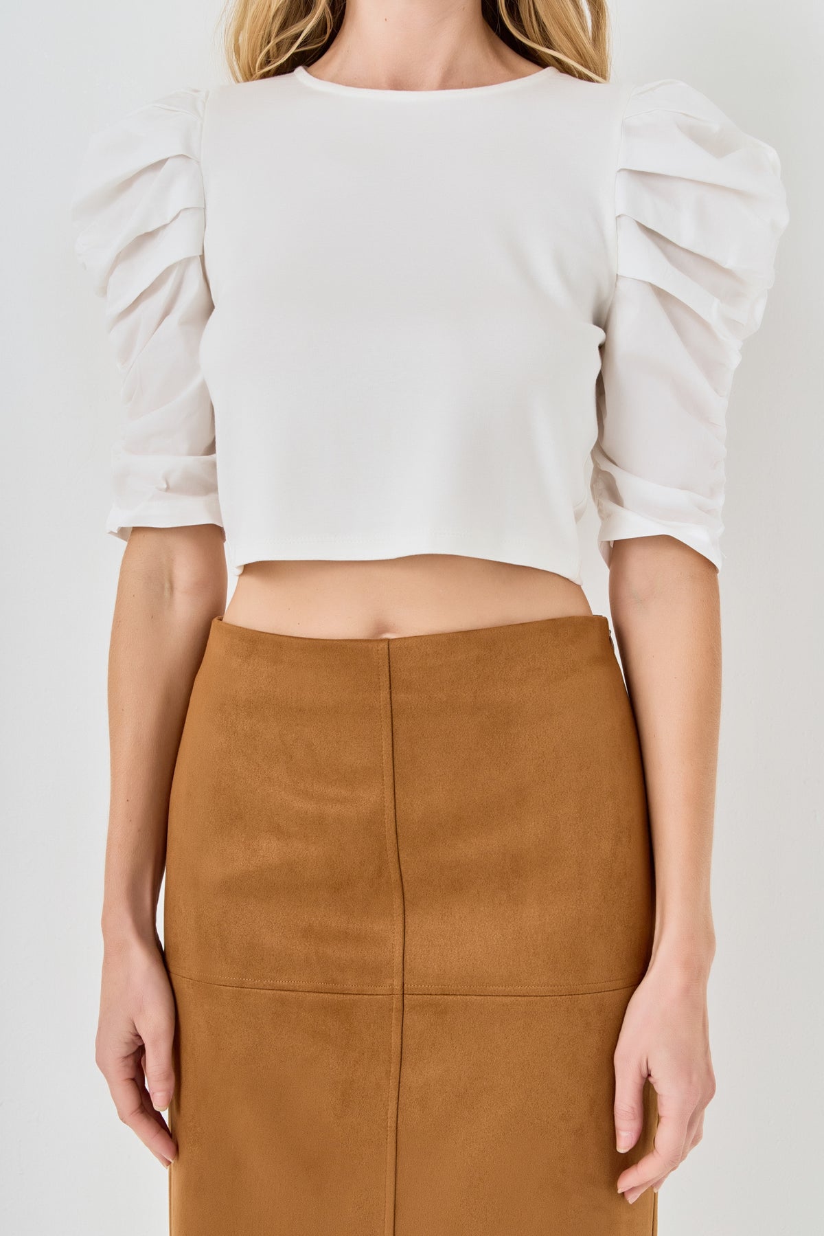 Mixed Media Puff Sleeve Top