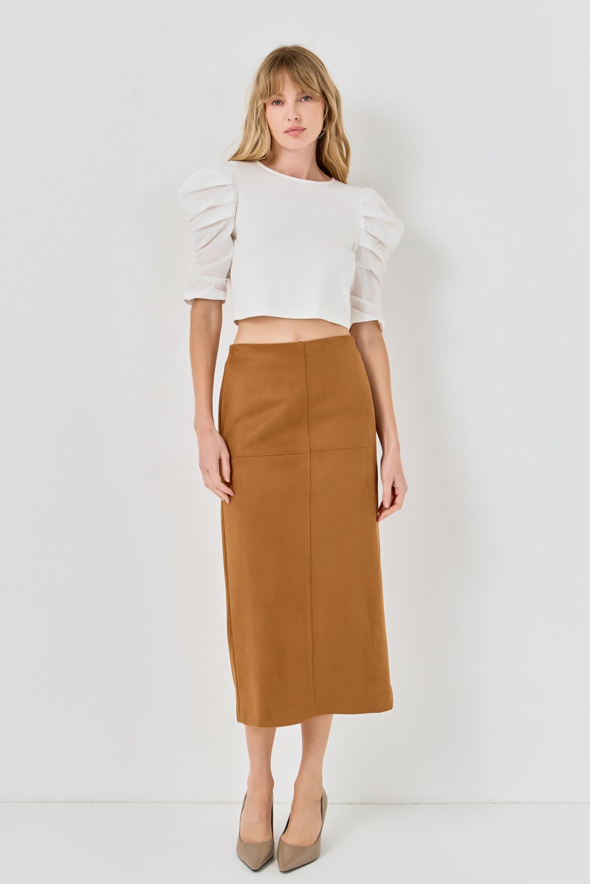 Mixed Media Puff Sleeve Top