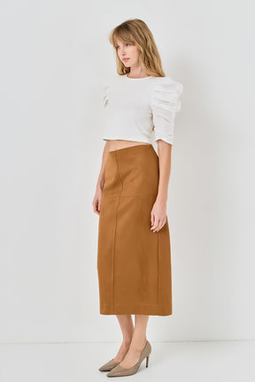 Mixed Media Puff Sleeve Top