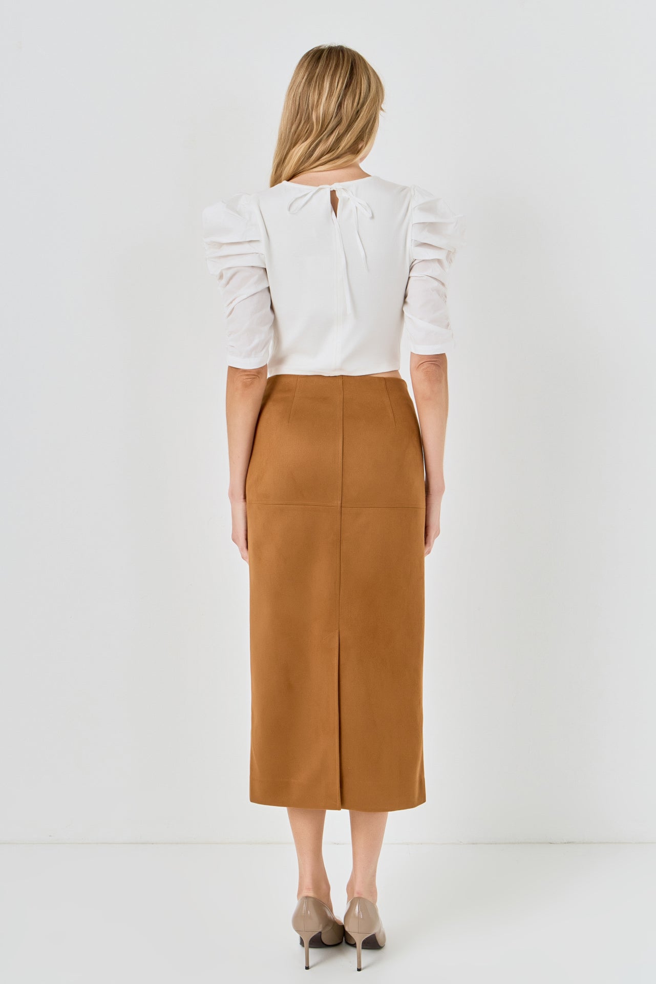 Mixed Media Puff Sleeve Top