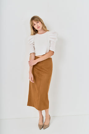 Mixed Media Puff Sleeve Top